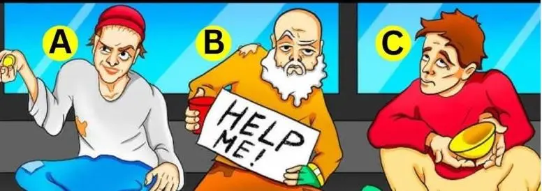 بازی فکری | اگر تیزبین هستید، گدای پولدار را در 10 ثانیه پیدا کنی