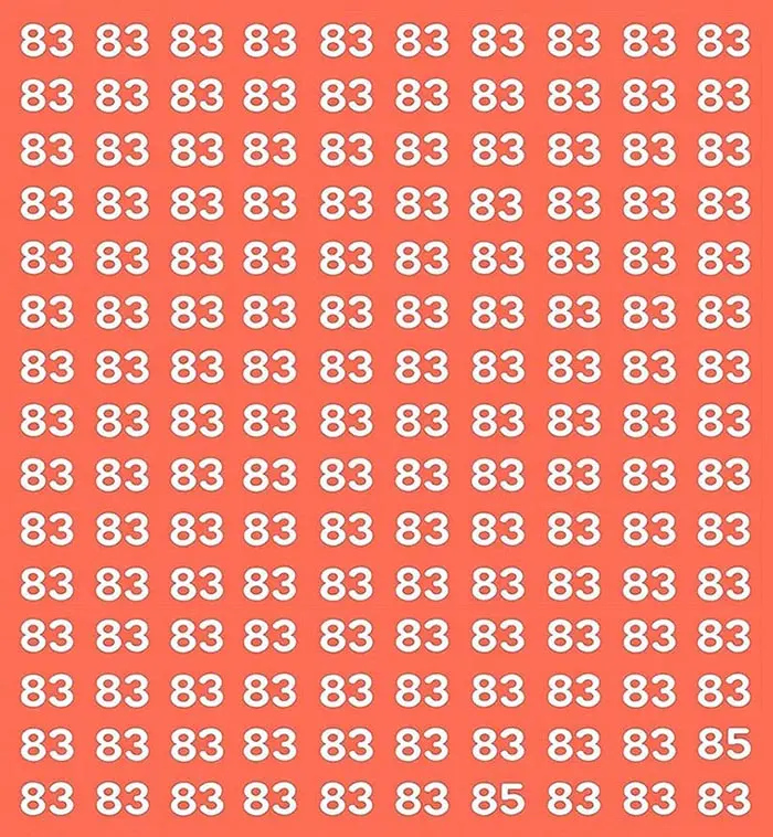 بازی فکری : فقط نوابغ تیزهوش تو 5 ثانیه عدد 85 و پیدا می کنند!