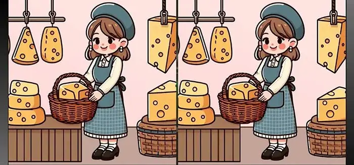 بازی فکری : 3 تفاوت تصویر خانم پنیر فروش کجاست؟ اگر تمرکز خوبی دارید، در عرض 15 ثانیه بفهمید!