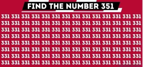 بازی فکری : حتی افرادی با ضریب هوشی «انیشتین» نمی‌توانند عدد «351» را از بین اعداد «331» در 3 ثانیه پیدا کنند!