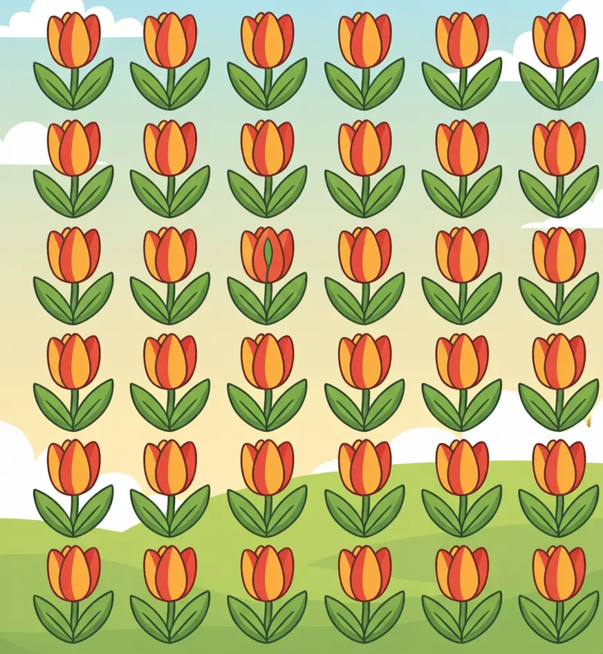 بازی فکری :  اگر تمرکز بالایی دارید گل لاله متفاوت را در 5 ثانیه پیدا کنید!