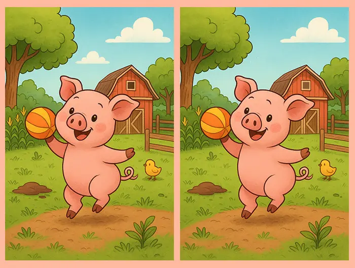 بازی فکری : 91٪ افراد نمی‌ توانند در 20 ثانیه تفاوت تصویر خوک بازیگوش را پیدا کنند!