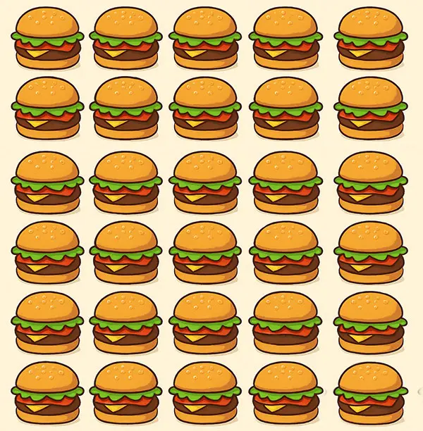 بازی فکری : فقط نابغه ها همبرگر متفاوت را در 5 ثانیه پیدا می کنند!