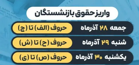 اعلام رسمی زمان واریز حقوق آذرماه ۱۴۰۴ مستمری‌بگیران و بازنشستگان تأمین اجتماعی بانک رفاه 