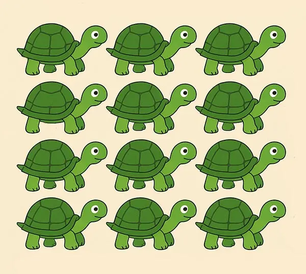 بازی فکری : فقط اوناییکه مثل عقاب تیزبین هستند تو 4 ثانیه لاکپشت متفاوت را پیدا می کنند؟