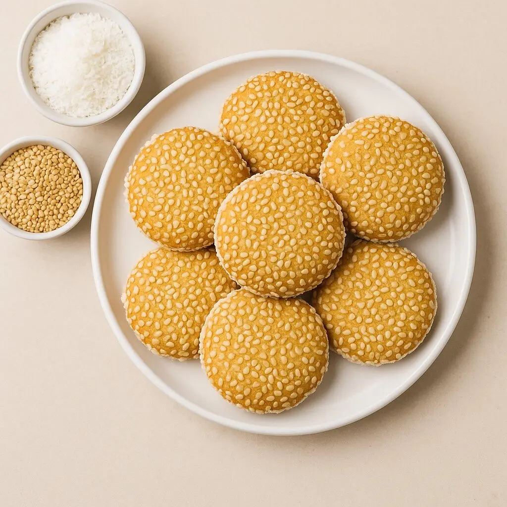 طرز تهیه شیرینی کنجدی نارگیلی