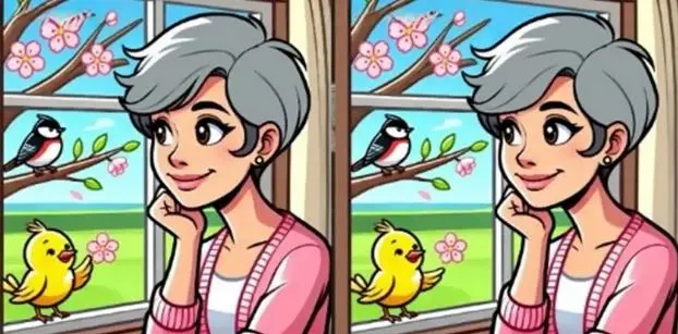 بازی فکری: ۳ تفاوت تصویر دختر و گنجشک‌ها را در ۱۰ ثانیه پیدا کنید!