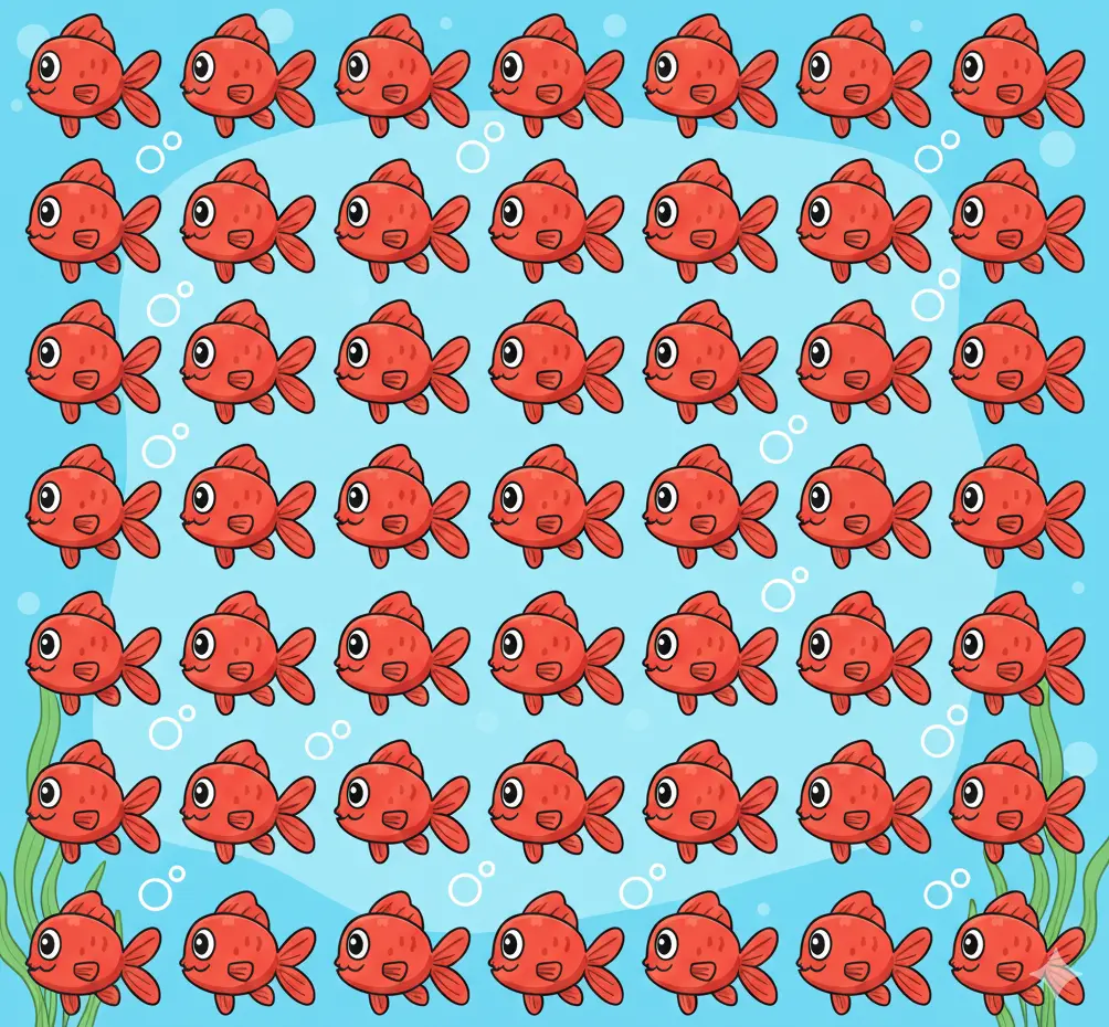 بازی فکری : باید خیلی دید عقابی داشته باشی که 2 تا ماهی متفاوت و تو 4 ثانیه پیدا کنی!