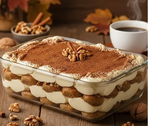 طرز تهیه ترامیسو گردو و دارچین؛ گرمای پاییز و لطافت ایتالیایی