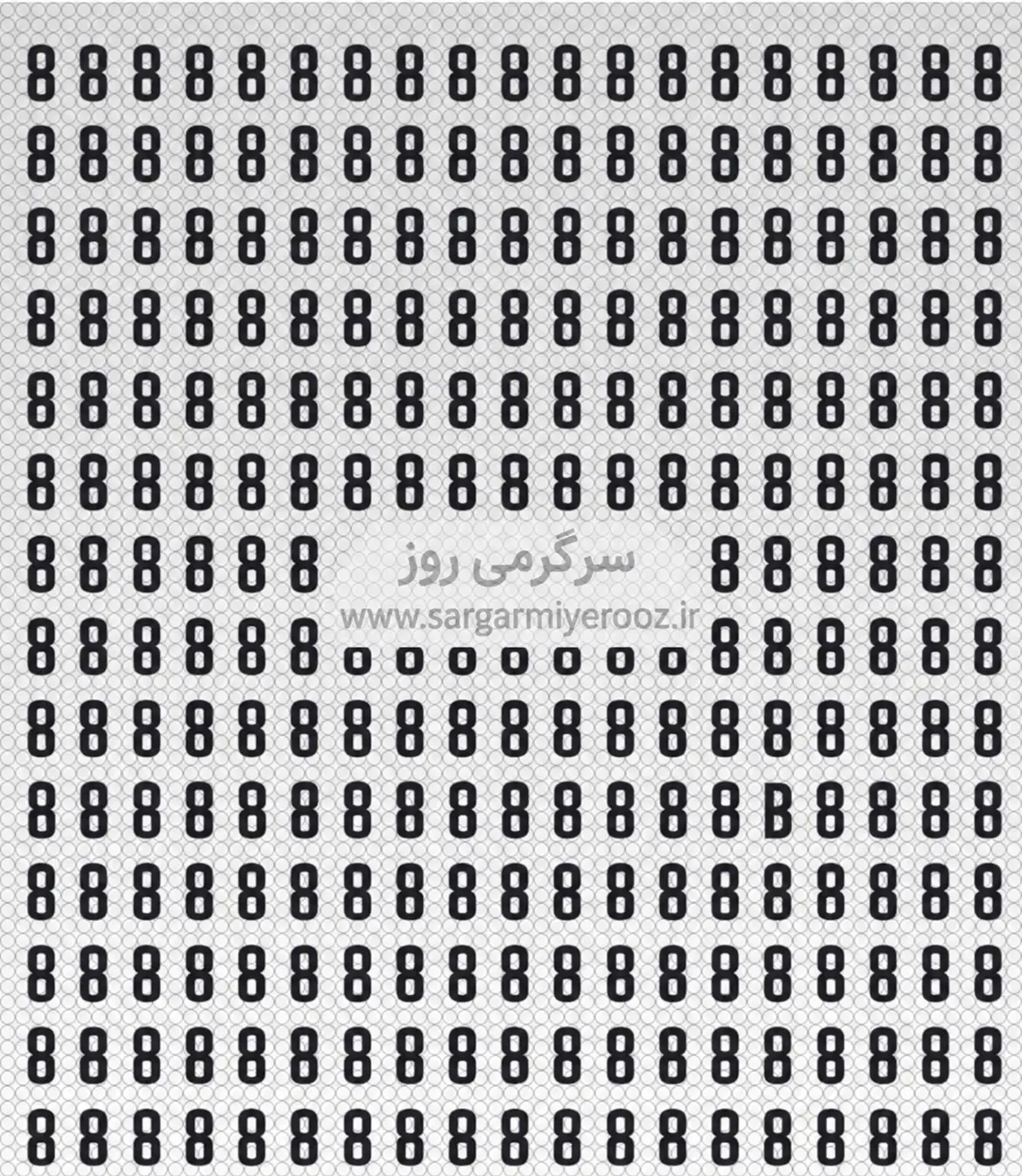 بازی فکری: همه صدها عدد 8 می‌بینند، اما شما باید حرف پنهان را پیدا کنید!
