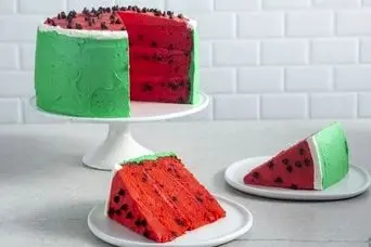 طرز تهیه کیک هندوانه ای تابه ای شب یلدا بدون  فر