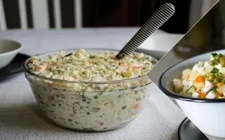 طرز تهیه سالاد روسی با شوید و پیازچه