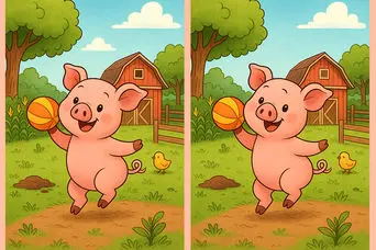 بازی فکری : 91٪ افراد نمی‌ توانند در 20 ثانیه تفاوت تصویر خوک بازیگوش را پیدا کنند!