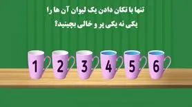 تست هوش | باهوشا دست به کار شین تنها با تکان دادن یک لیوان آن ها را به صورت یکی نه یکی پر و خالی بچینید؟
