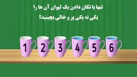 تست هوش | باهوشا دست به کار شین تنها با تکان دادن یک لیوان آن ها را به صورت یکی نه یکی پر و خالی بچینید؟