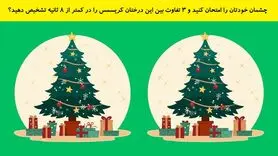 تست هوش | چشمان خودتان را امتحان کنید و ۳ تفاوت بین این درختان کریسمس را در کمتر از ۸ ثانیه تشخیص دهید؟