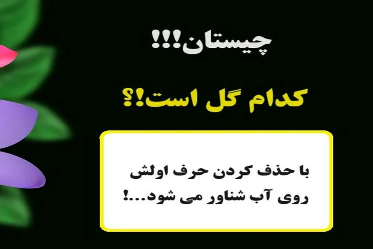 چیستان گل گلی | نام گلی است که با حذف کردن حرف اولش بر روی آب شناور می شود…؟