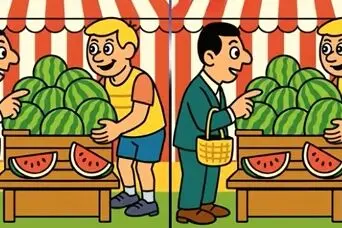 بازی فکری : فقط اوناییکه تیز بین هستند 3 تفاوت تصویر آقای هندوانه فروش و پیدا می کنند!