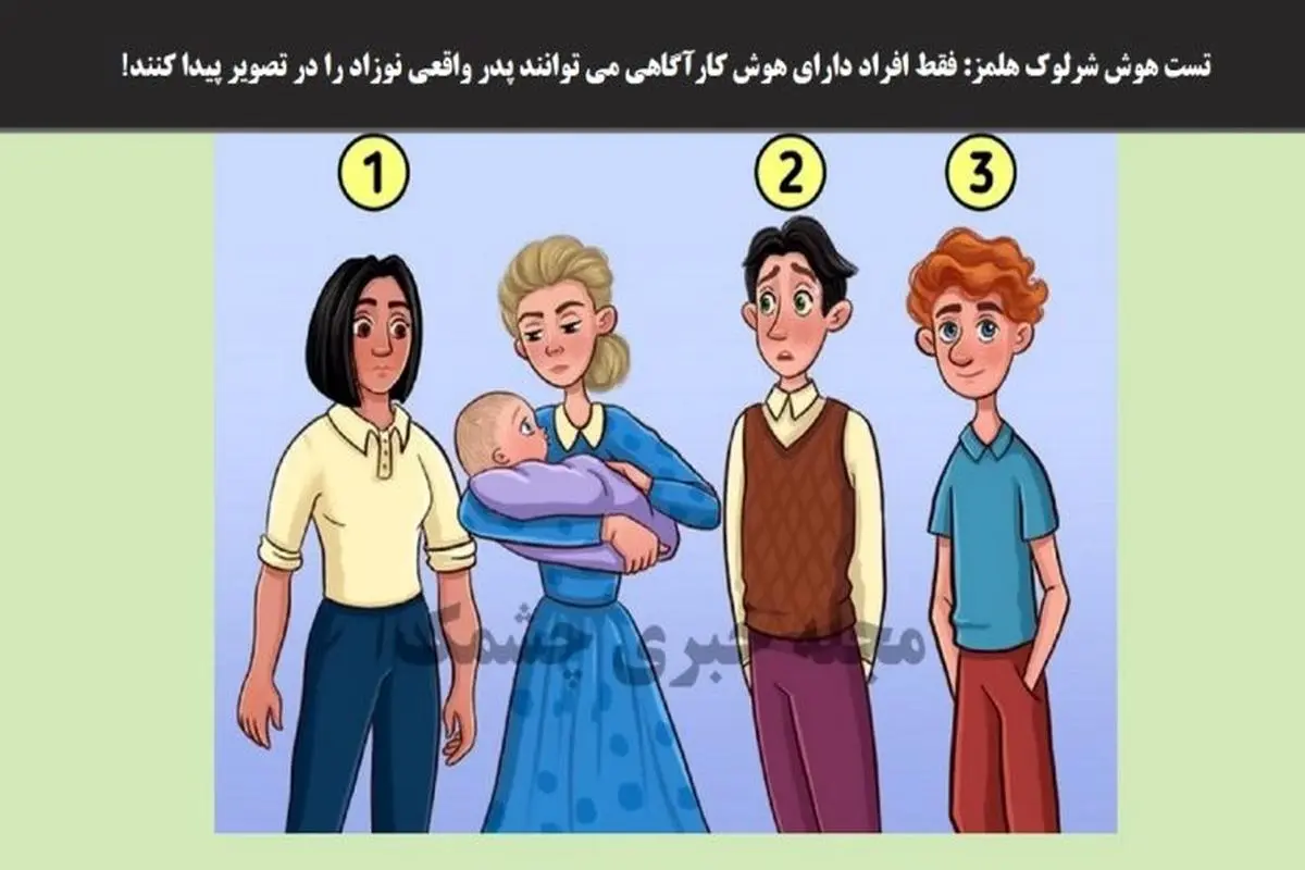 تست هوش و معما | پدر بچه را زیر 5 ثانیه تشخیص دهید + جواب تست