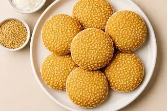 طرز تهیه شیرینی کنجدی نارگیلی