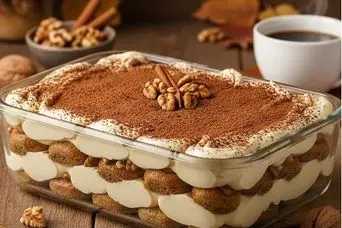 طرز تهیه ترامیسو گردو و دارچین؛ گرمای پاییز و لطافت ایتالیایی