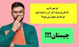 چیستان روز | دو شهر داریم که اگر دو حرف آخر آن را حذف کنیم، هم نام دو حیوان می شود!؟