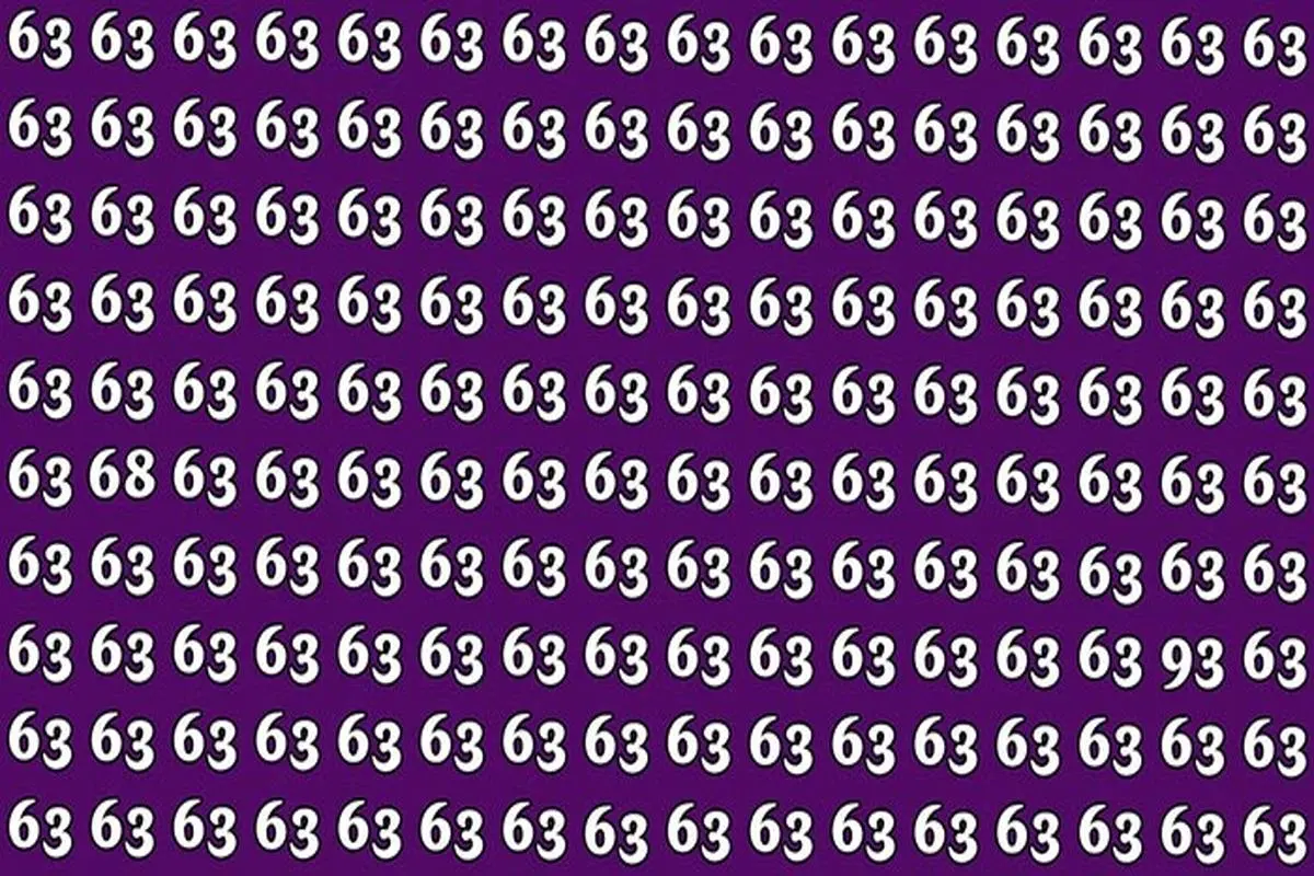 بازی فکری : فقط نوابغ زیر 7 ثانیه عددهای 93 و 68 را پیدا میکنن!