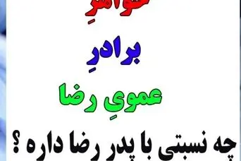 چیستان | اگر میتونی بگو : خواهرِ برادرِ عموی رضا چه نسبتی با پدر رضا داره ؟