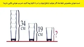 بازی فکری: فقط نابغه ها با ضریب هوشی انیشتین ارتفاع لیوان را در 8 ثانیه پیدا می کنند!